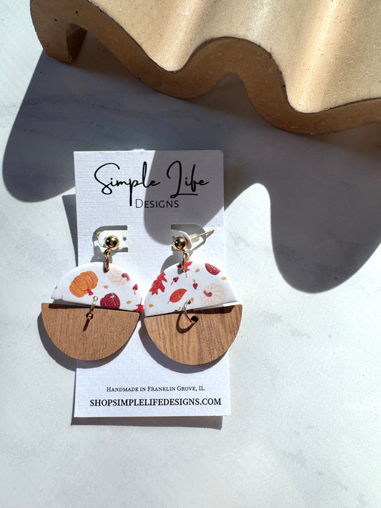Autumn Clay and Wood Dangles