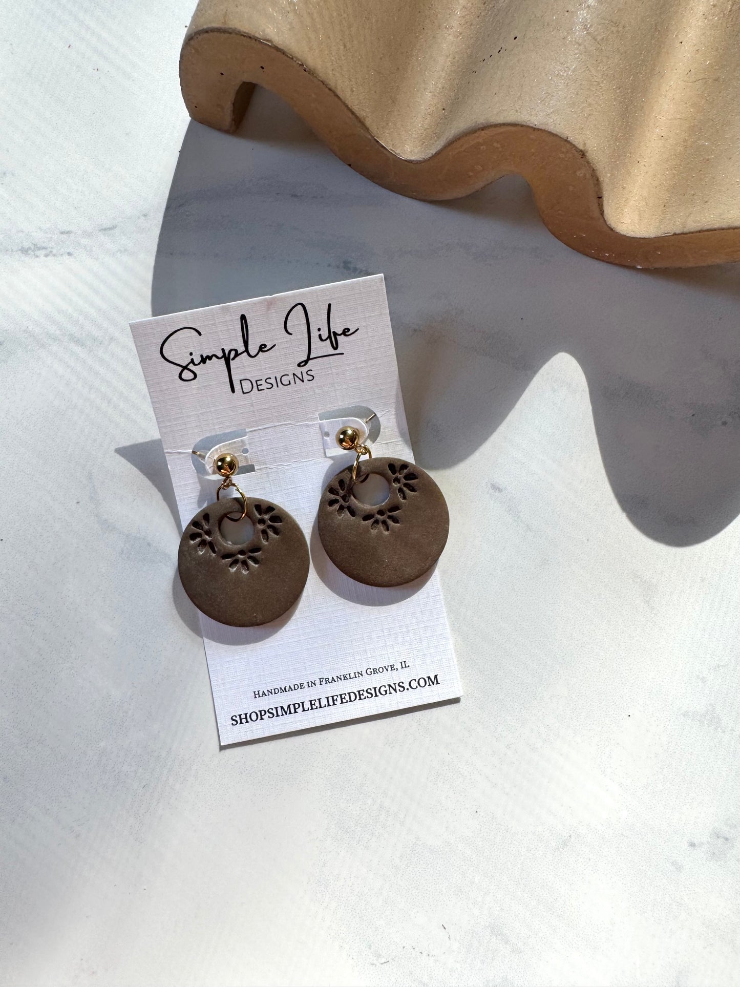 Chocolate Brown Boho Flower Dangles