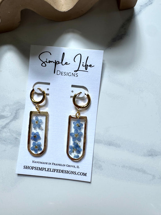 Forget Me Not Huggie Hoop Dangles