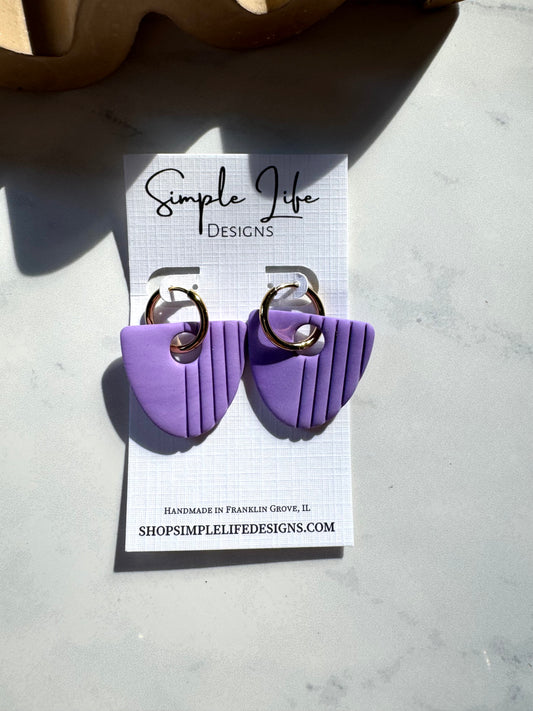 Purple Clay & Gold Hoops