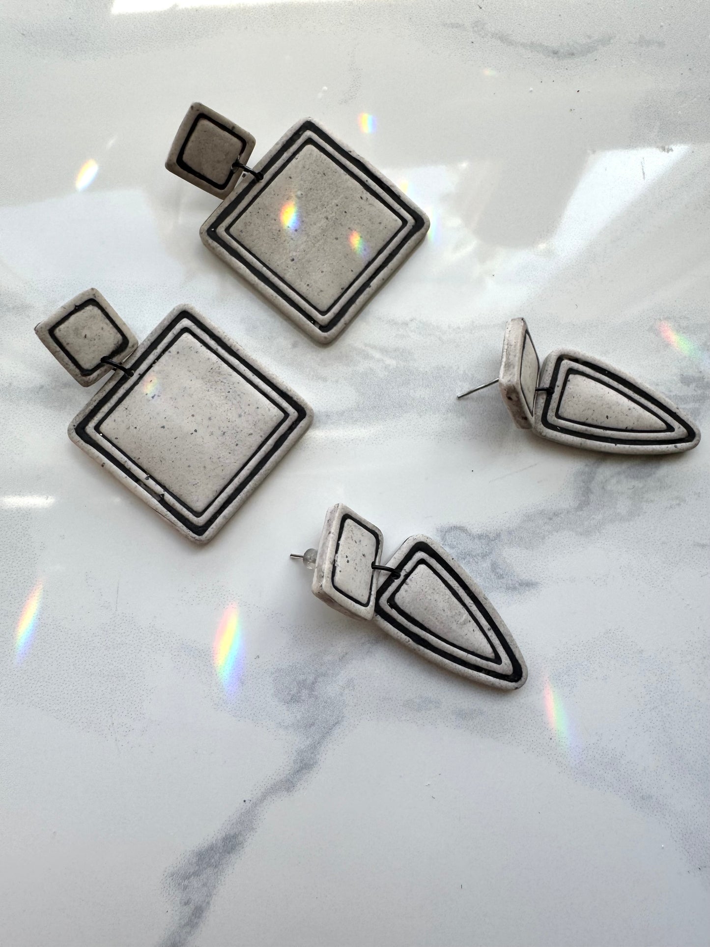 Geo Outline Clay Earrings