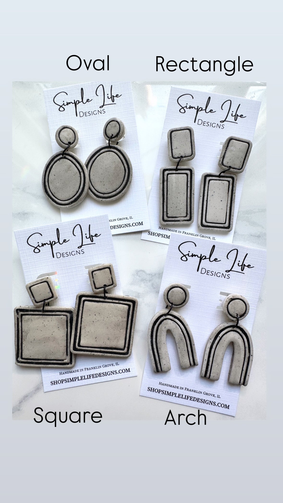 Geo Outline Clay Earrings