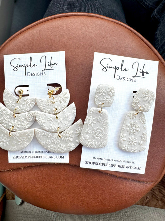 Pearl Sparkle Snowflake Texture Dangles