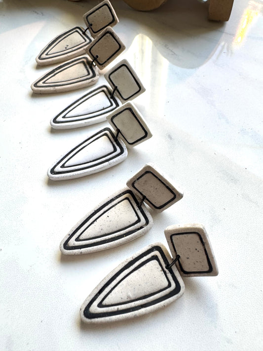 Geo Triangle Outline Clay Earrings