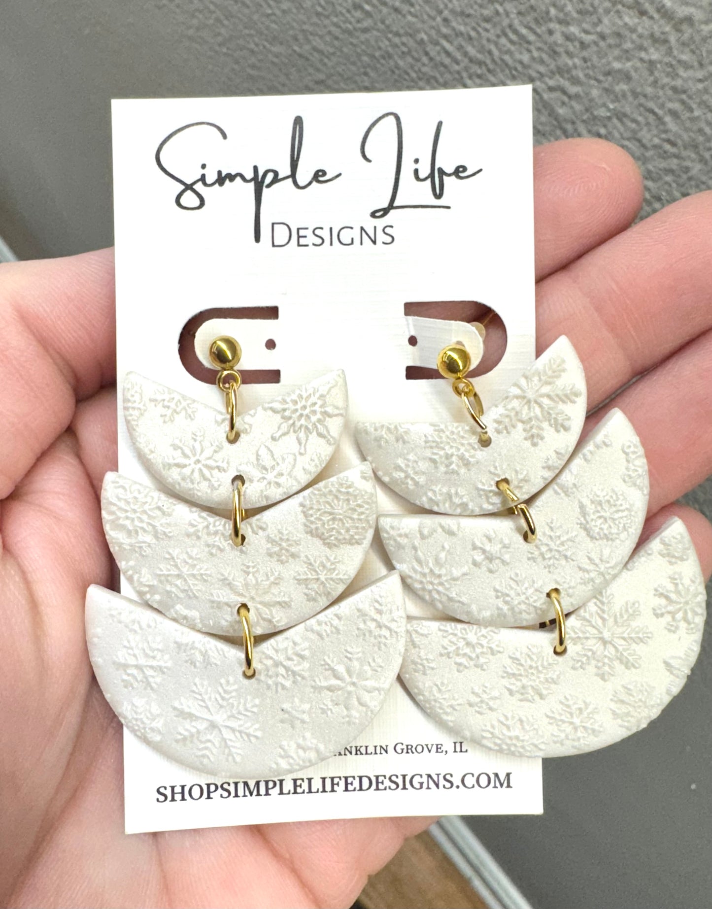 Pearl Snowflake Texture Dangles