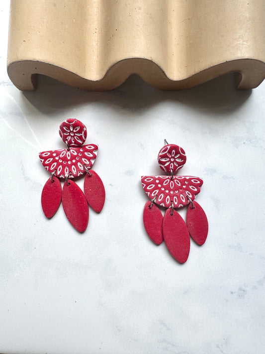 Boho Dangles- Red & White
