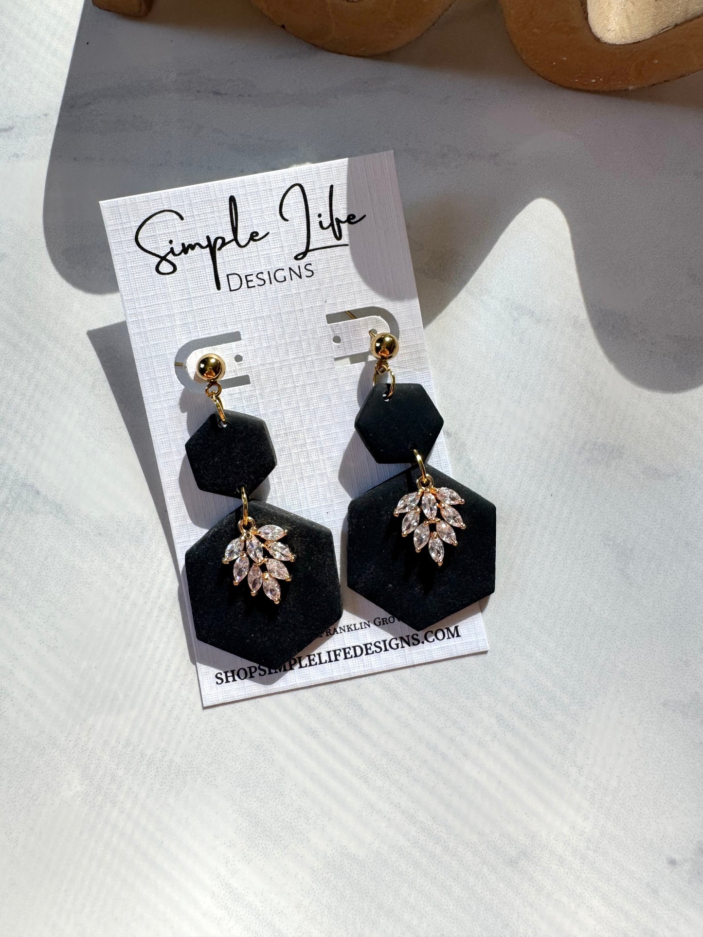 Simple Elegance Hexagon Dangles- Black
