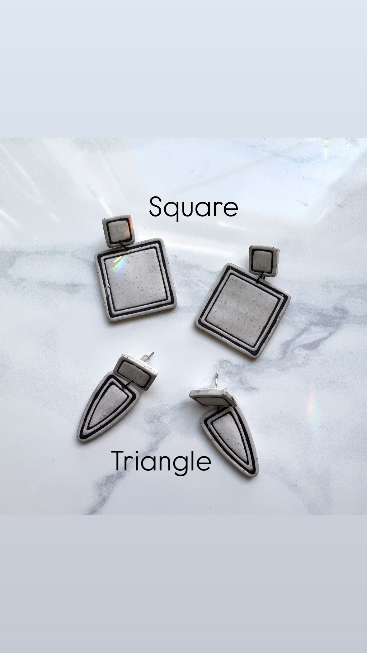 Geo Outline Clay Earrings