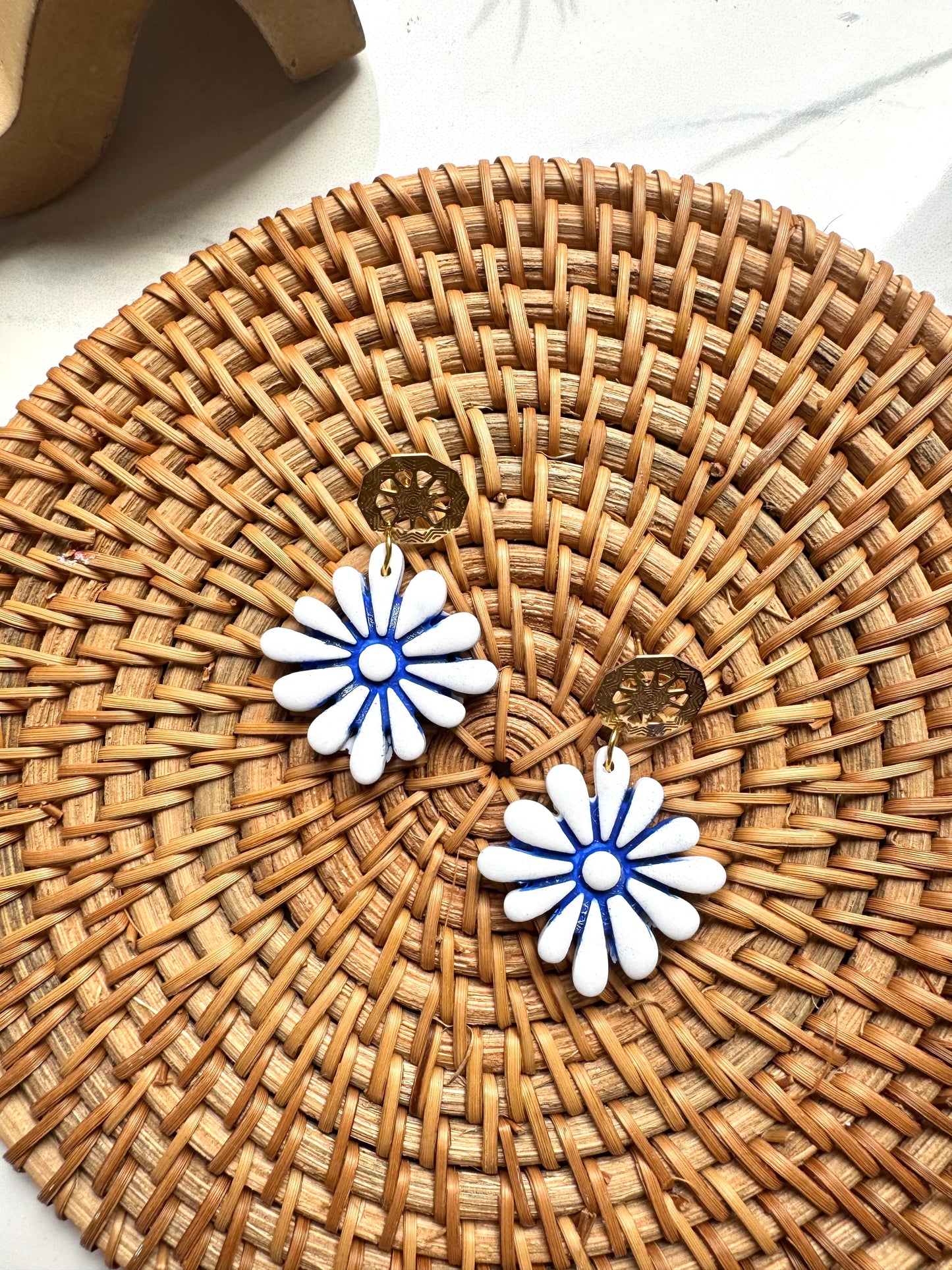 Boho Flower Dangles- Gold Stud