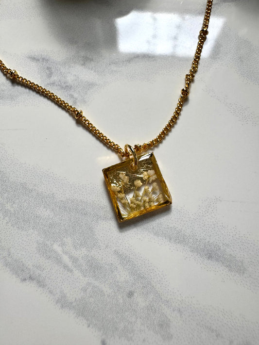 Gold Leaf and Lace Flower Square