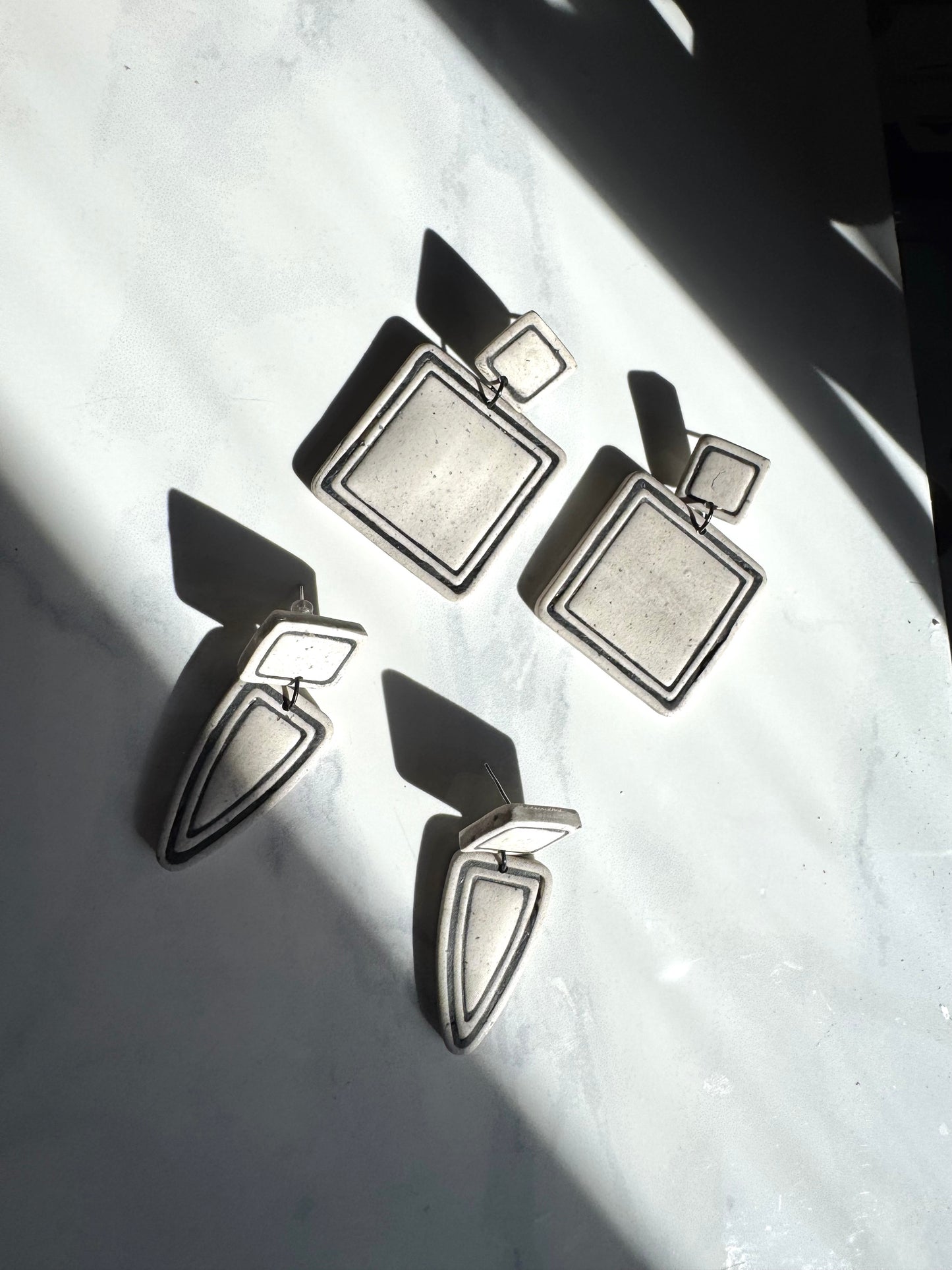 Geo Outline Clay Earrings