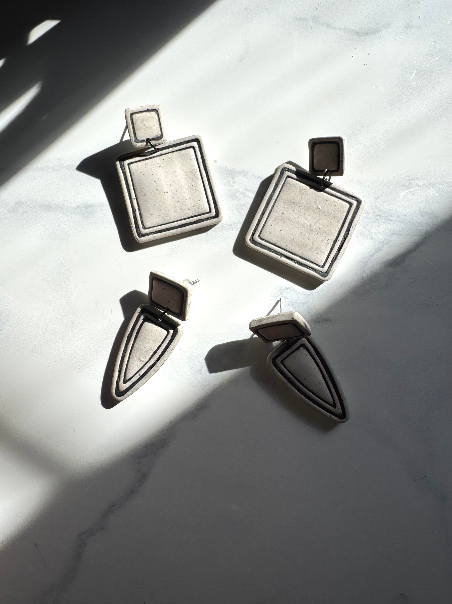 Geo Outline Clay Earrings