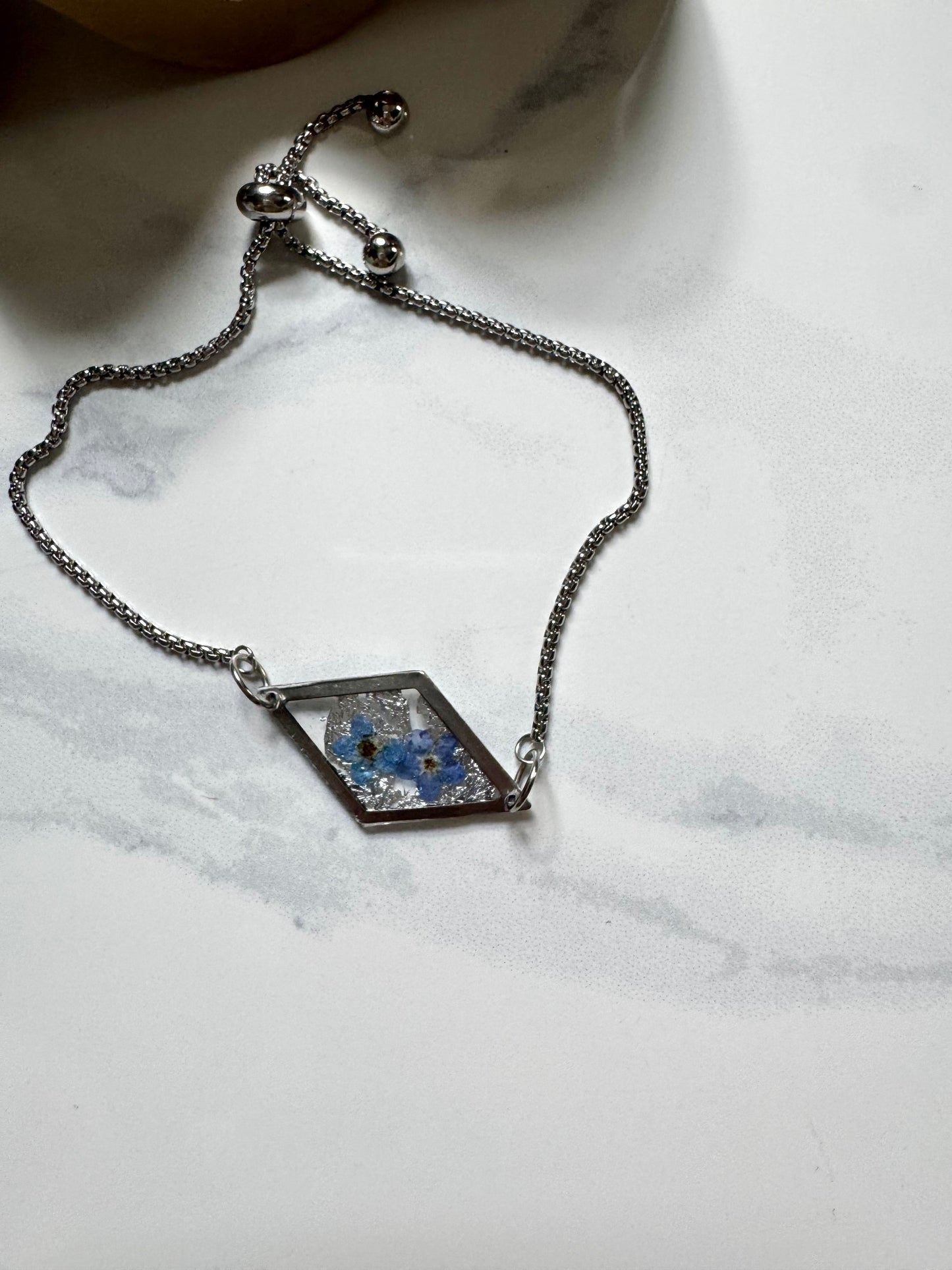 Silver Forget Me Not Flower DiamondBracelet