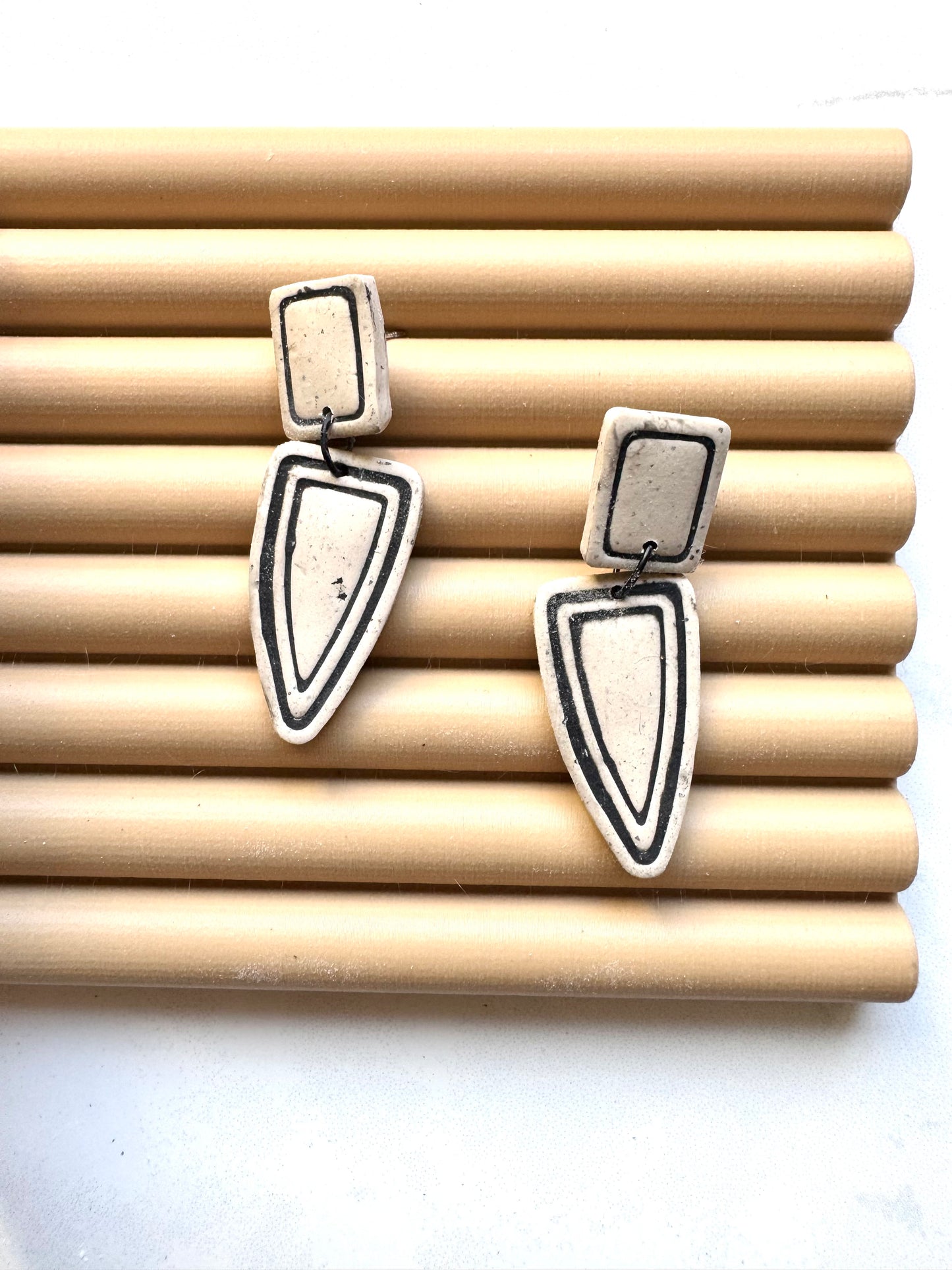 Geo Triangle Outline Clay Earrings
