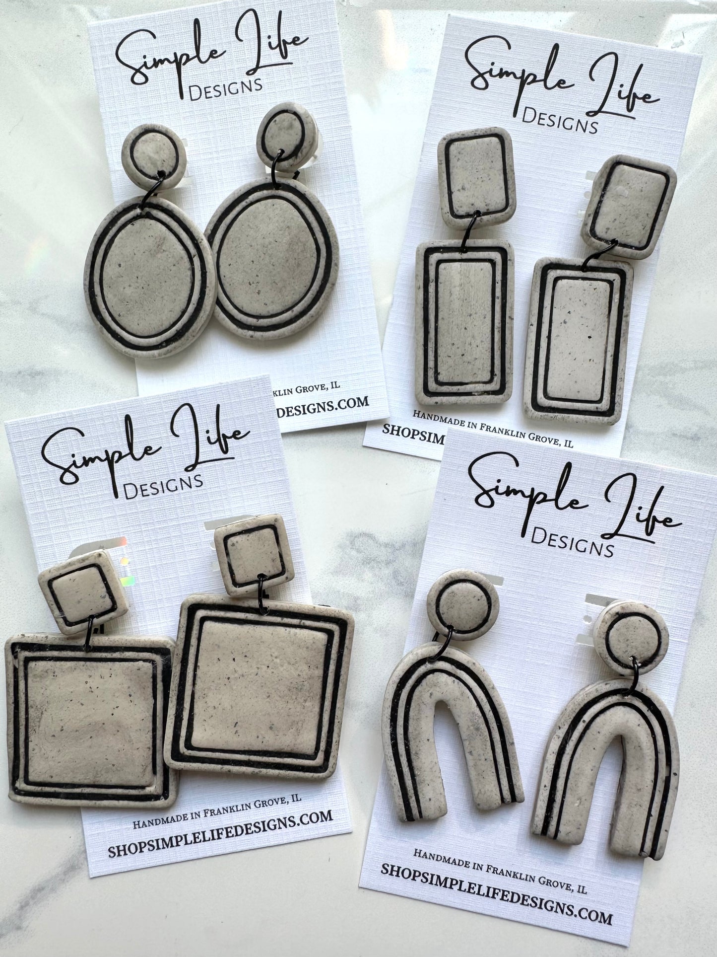 Geo Outline Clay Earrings