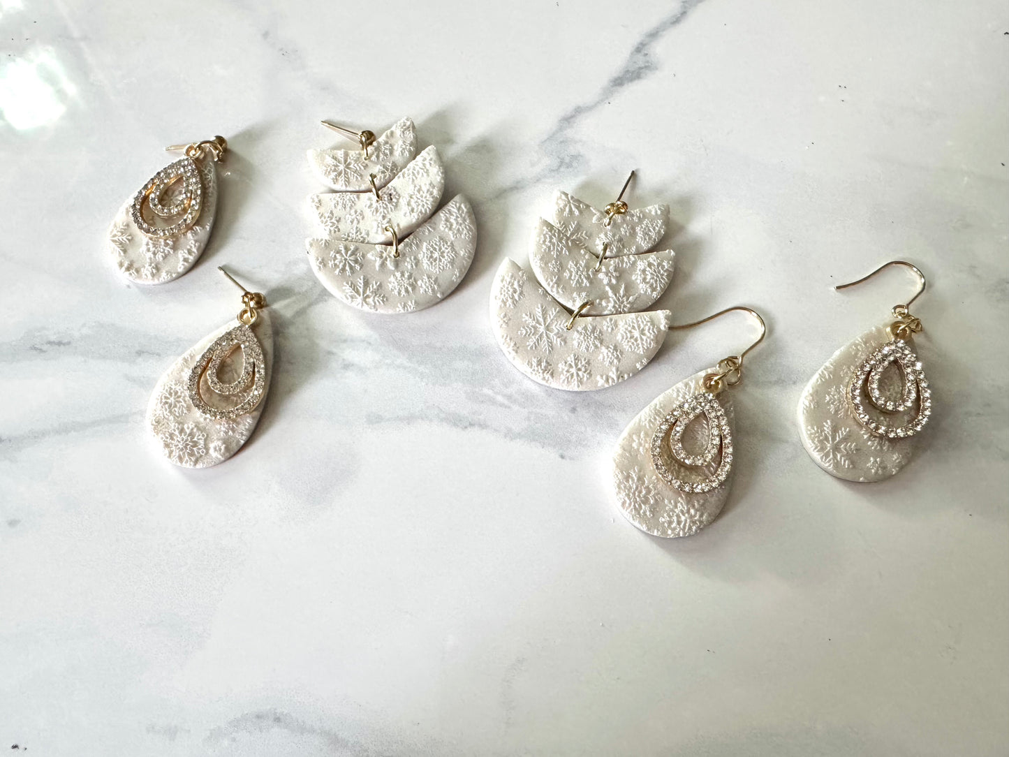 Pearl Snowflake Texture Dangles