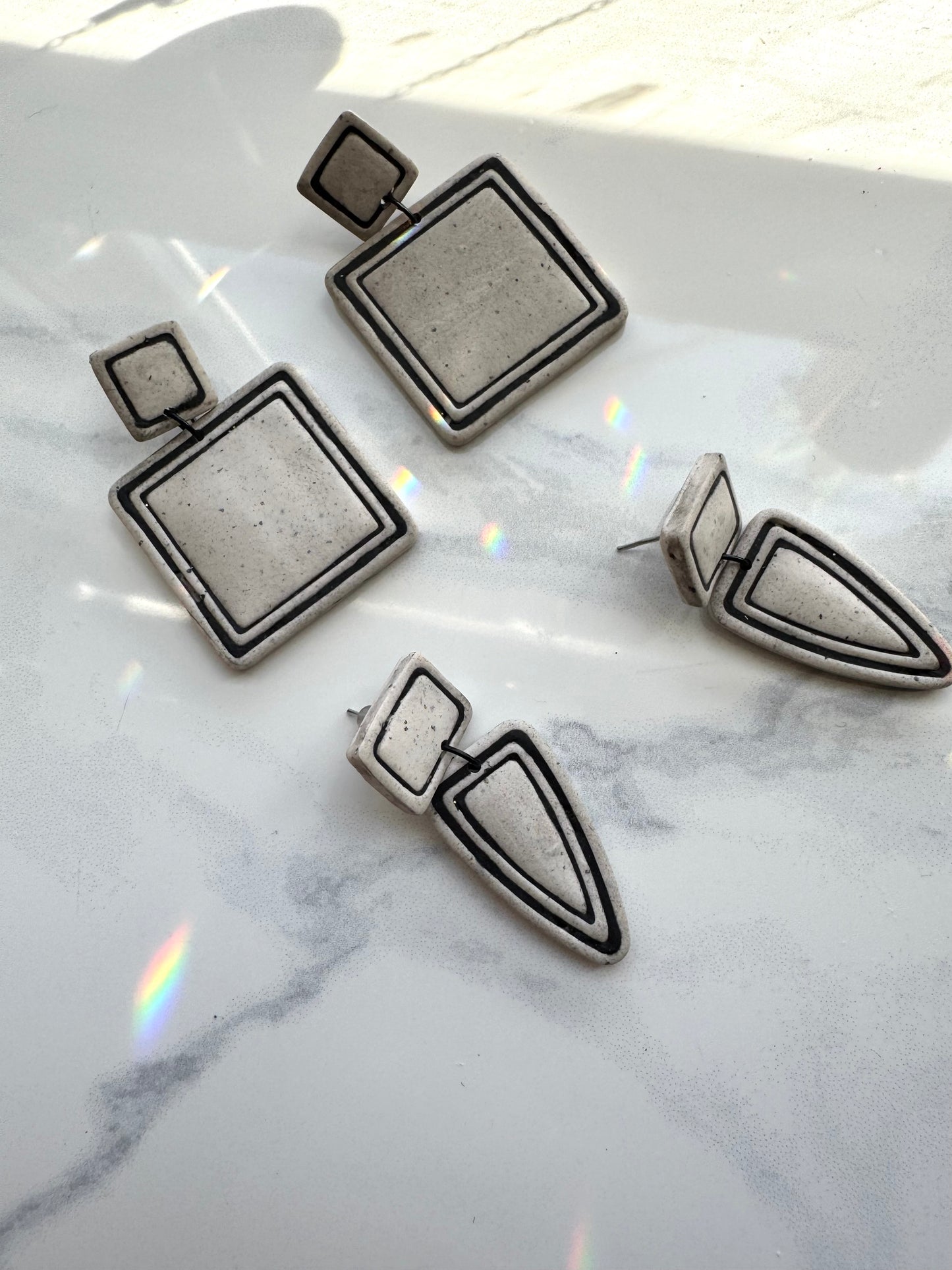 Geo Outline Clay Earrings