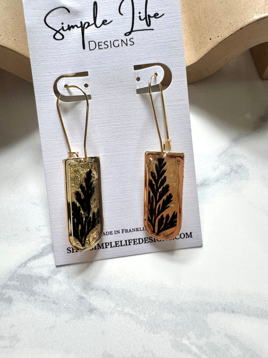 Gold and Black Leaf Dangles