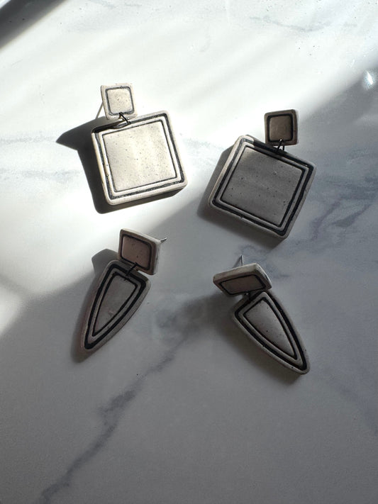 Geo Outline Clay Earrings