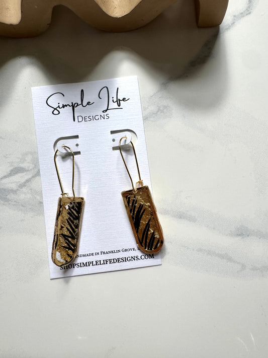 Gold and Black Leaf Dangles