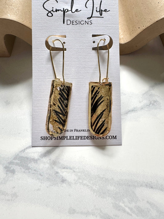Gold and Black Leaf Dangles
