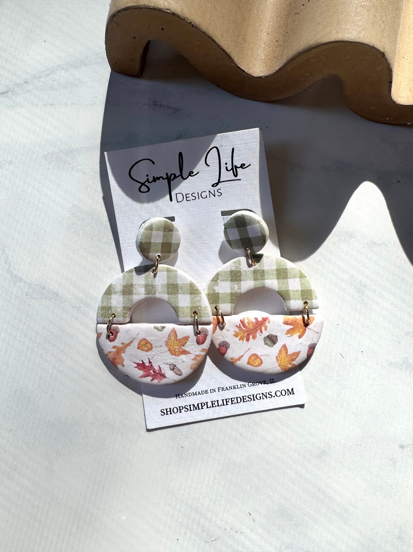 Autumn Leaves and Plaid Clay Dangles