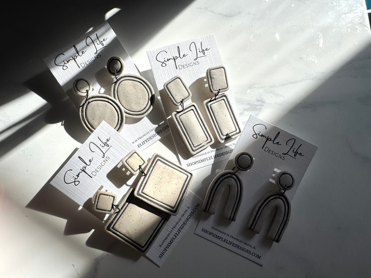 Geo Outline Clay Earrings