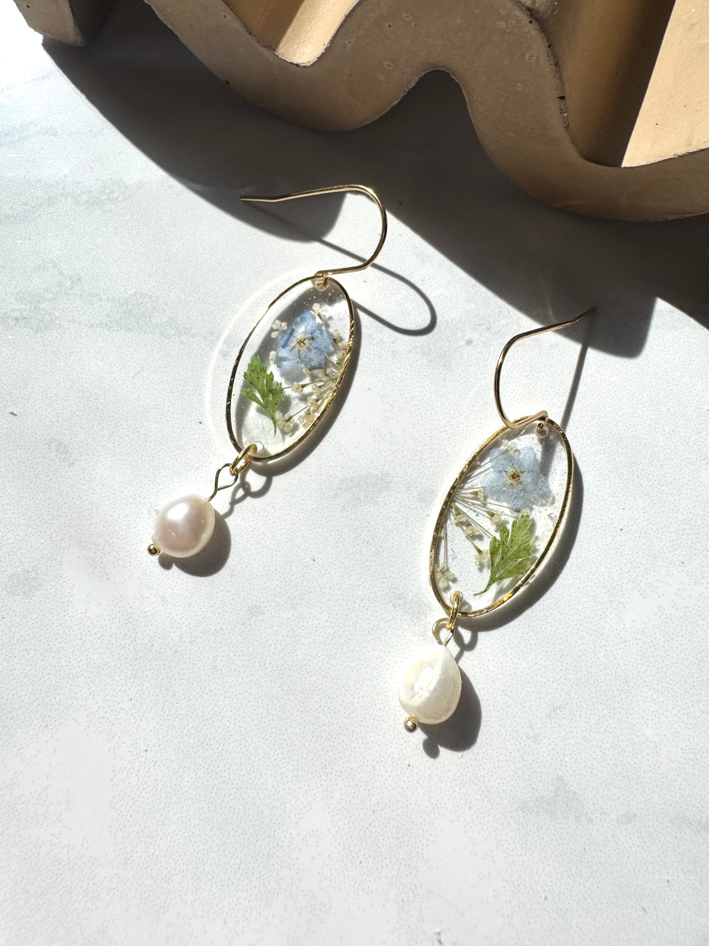 FW Pearl and Flower Oval Dangles