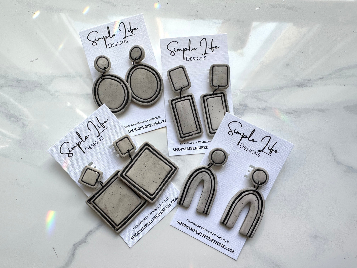Geo Outline Clay Earrings
