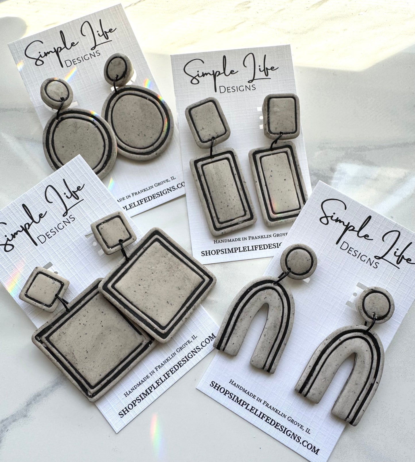 Geo Outline Clay Earrings