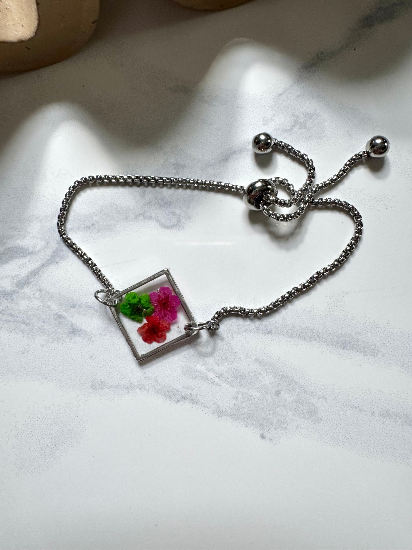 Pink Multi Color Flower Bracelet