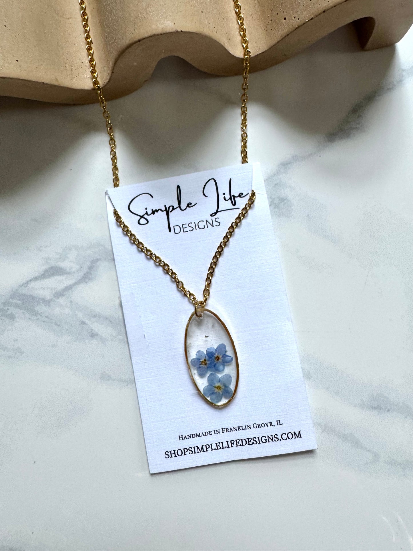 Forget Me Not Flower Oval