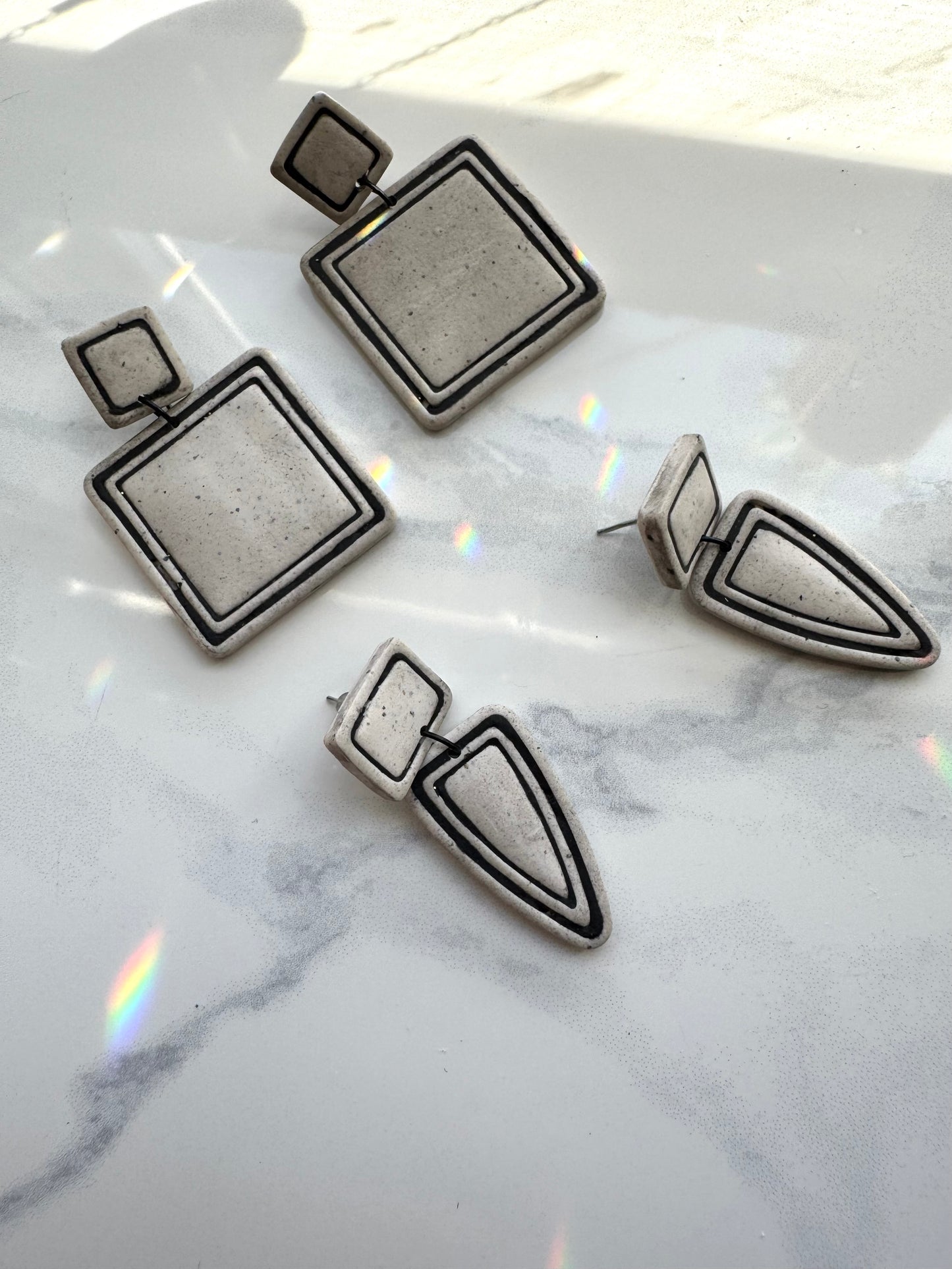 Geo Outline Clay Earrings