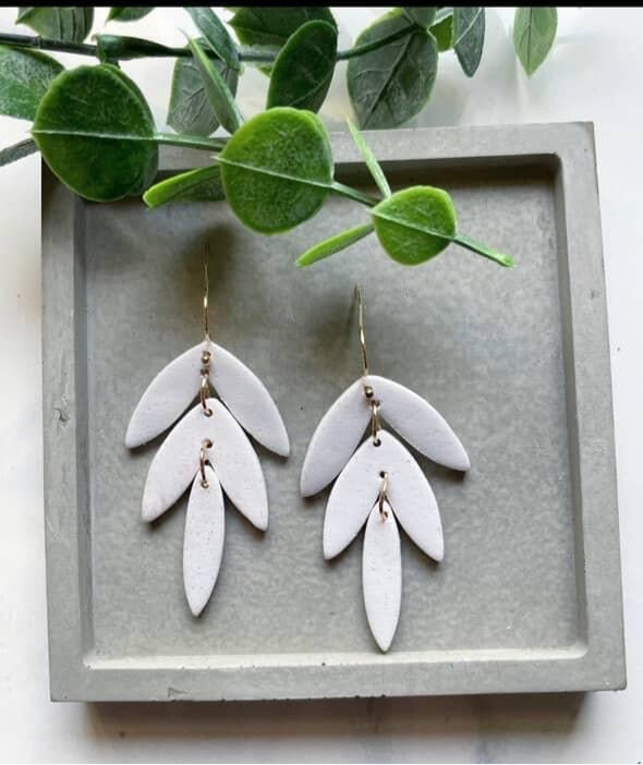 White Petal Dangles Earrings
