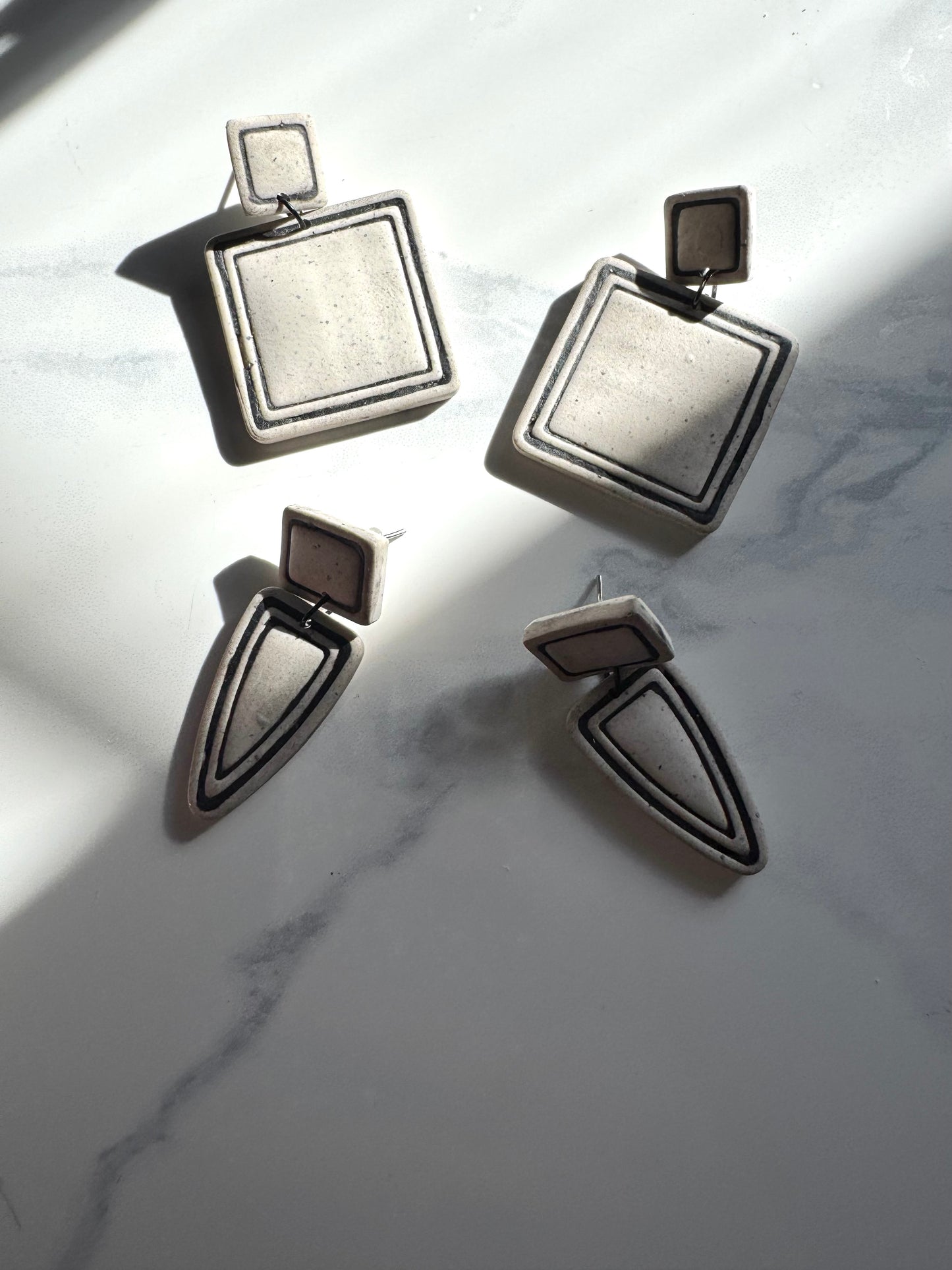 Geo Outline Clay Earrings