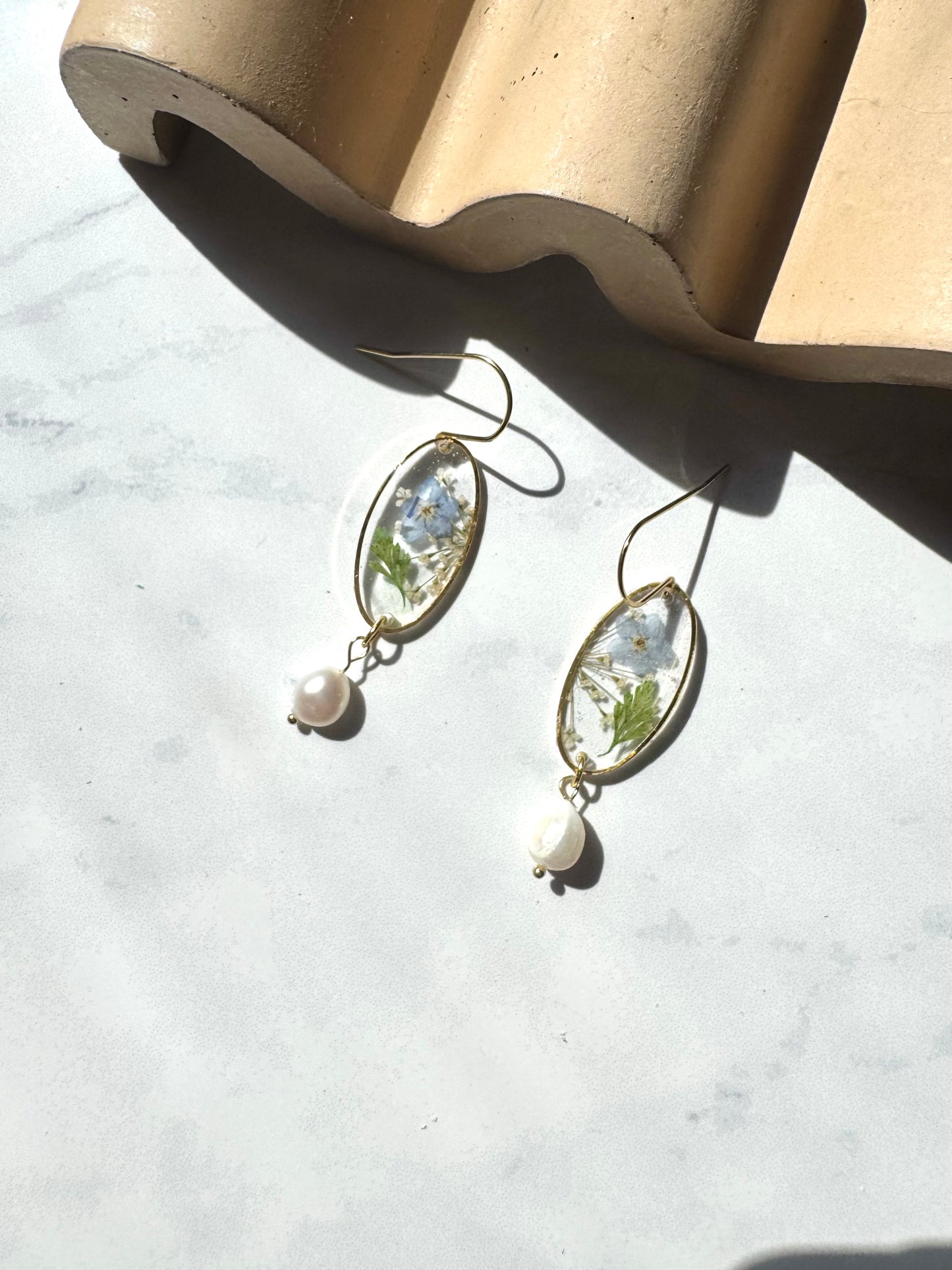 FW Pearl and Flower Oval Dangles