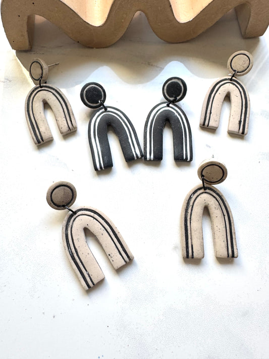 Geo Arch Outline Clay Earrings