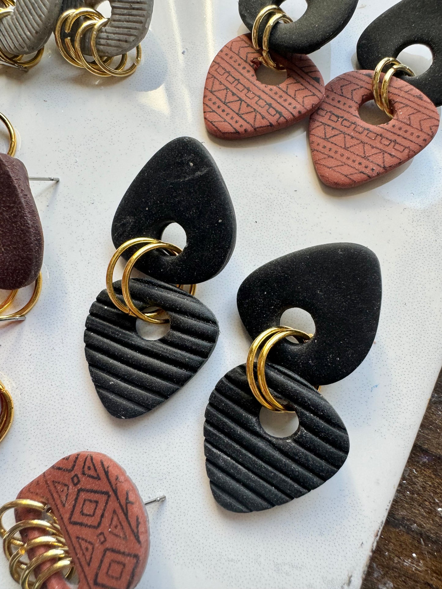 Organic Triangle Granite Texture  Ring Studs