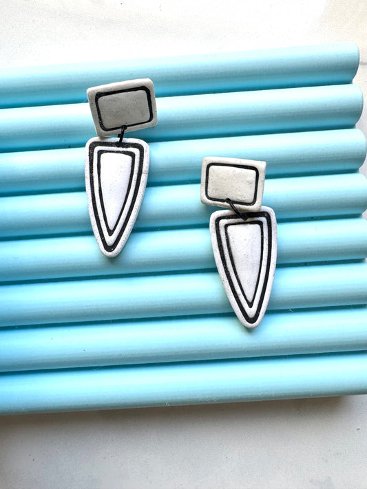 Geo Triangle Outline Clay Earrings