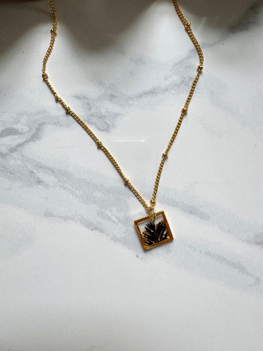 Black and Gold Fern Square