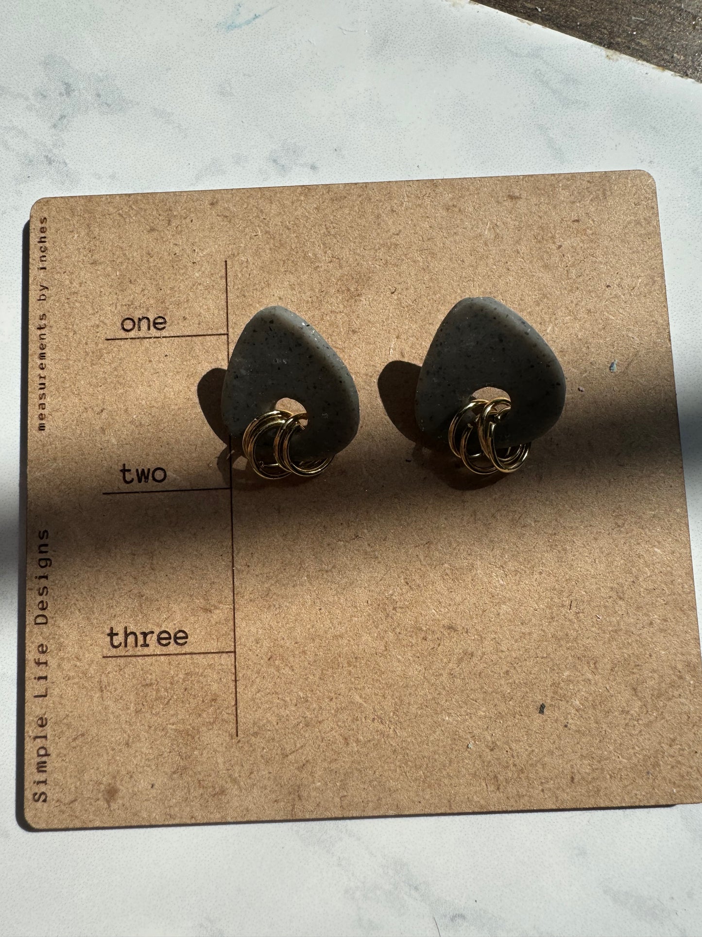 Organic Triangle Granite Texture  Ring Studs