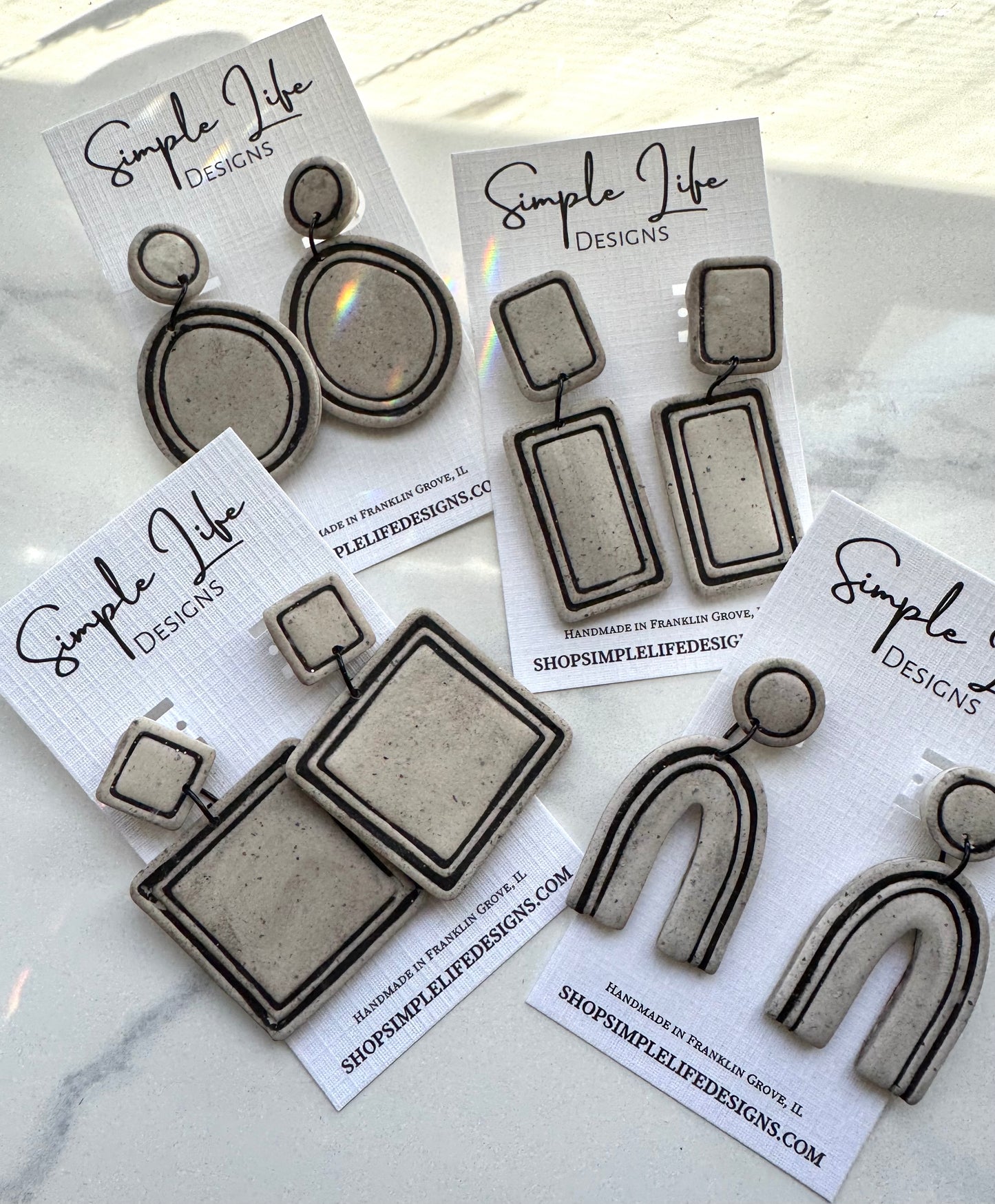 Geo Outline Clay Earrings