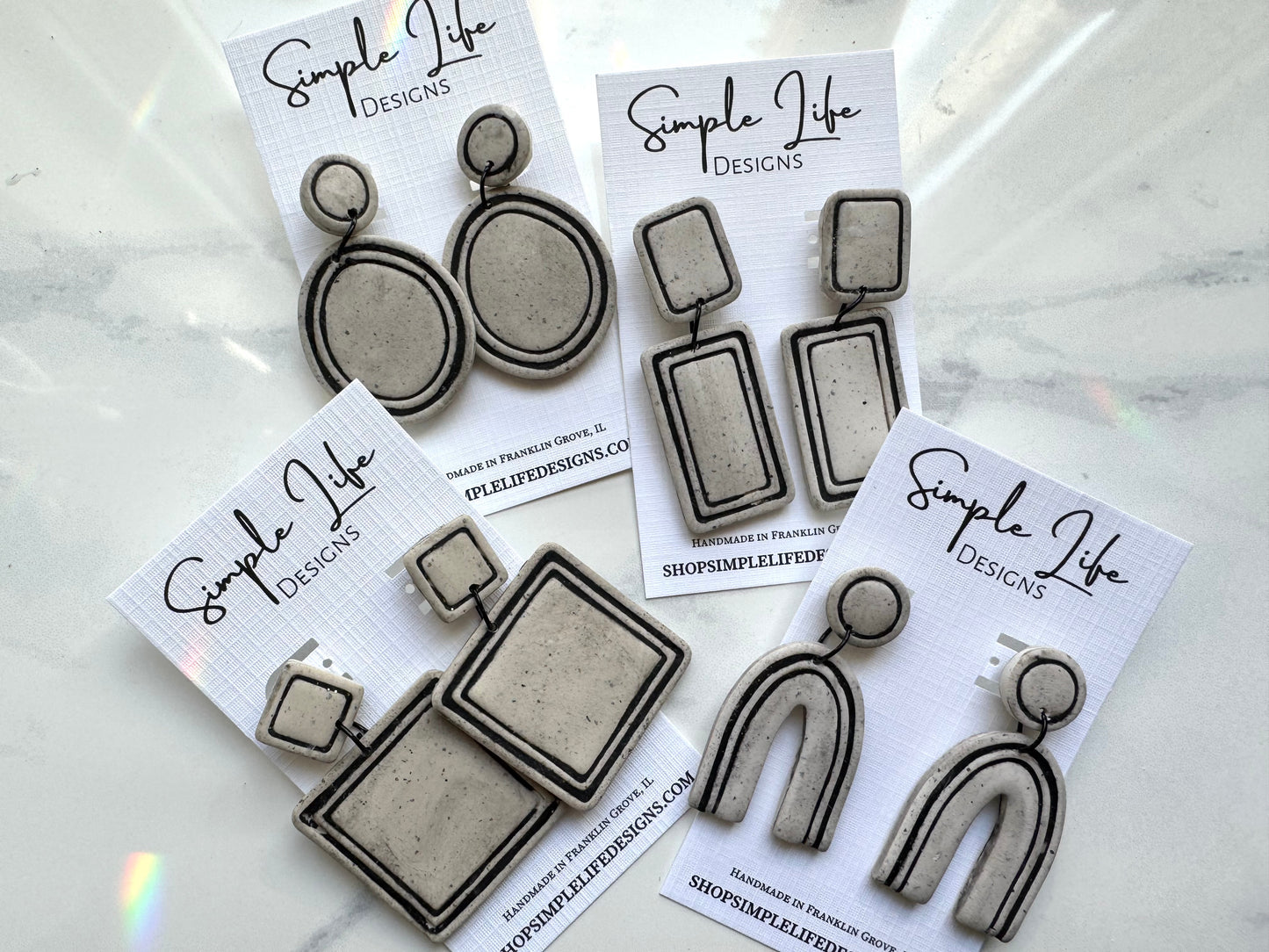 Geo Outline Clay Earrings
