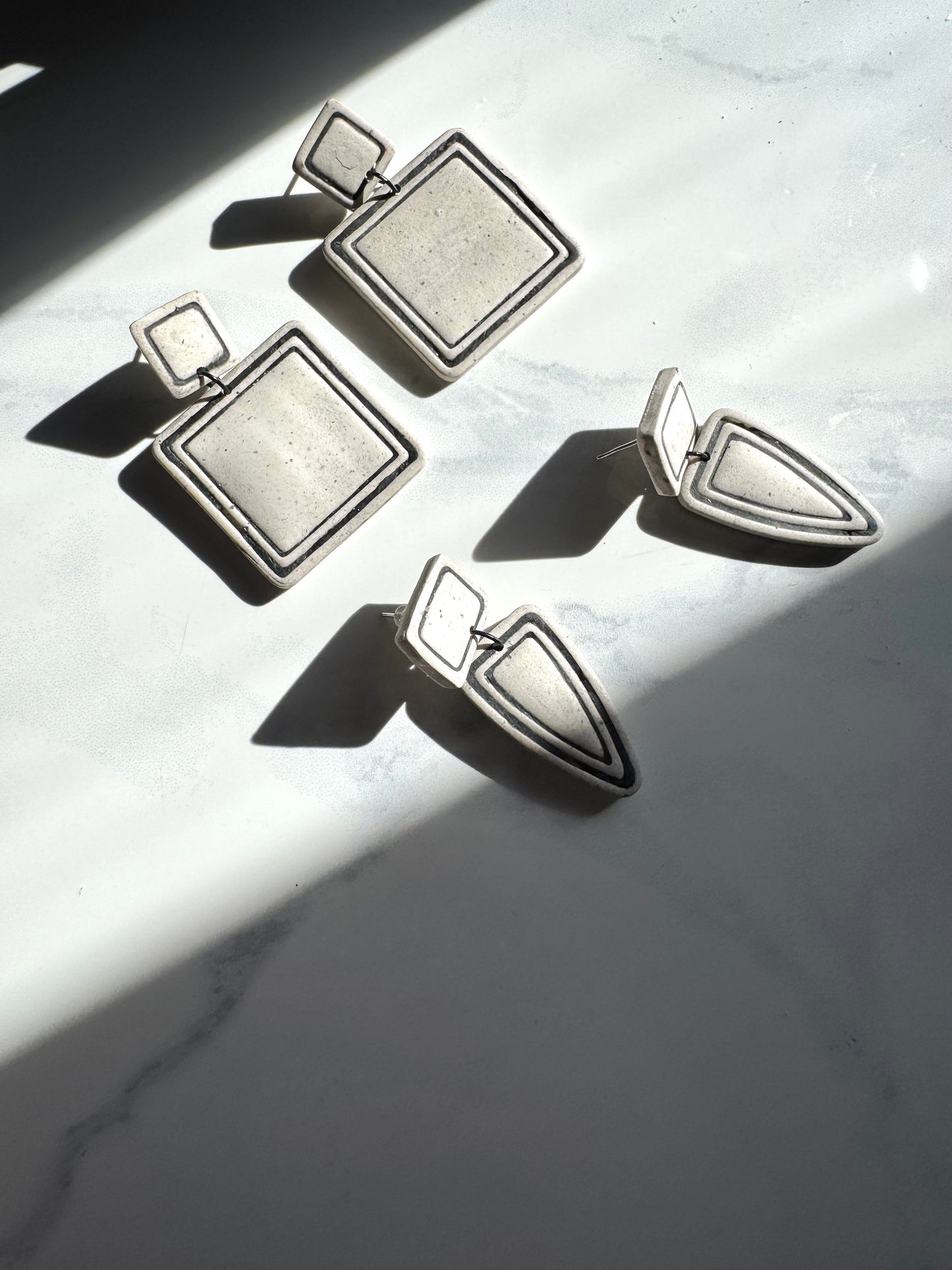 Geo Outline Clay Earrings