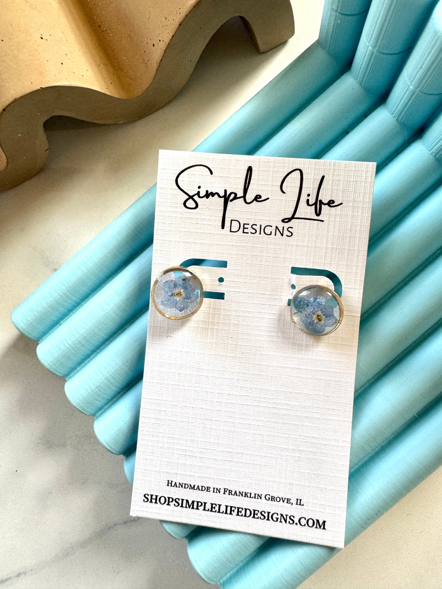 Forget Me Not Resin Studs