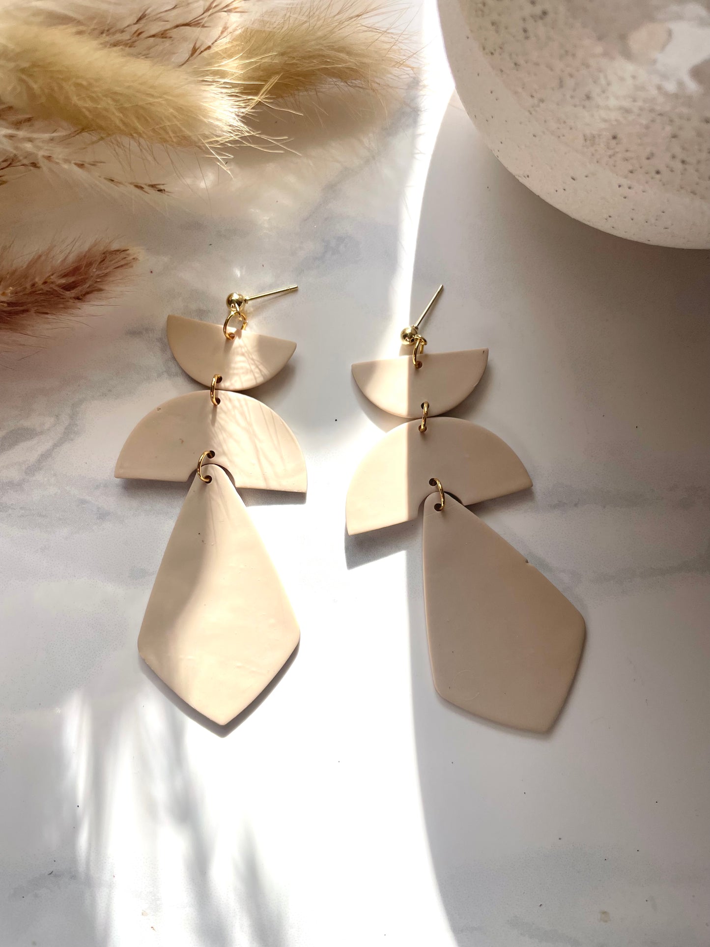 Large Statement Dangles- Cream