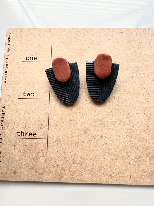 Navy and Rust Texture Studs