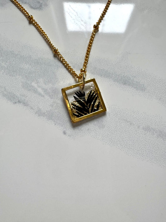 Black and Gold Fern Square