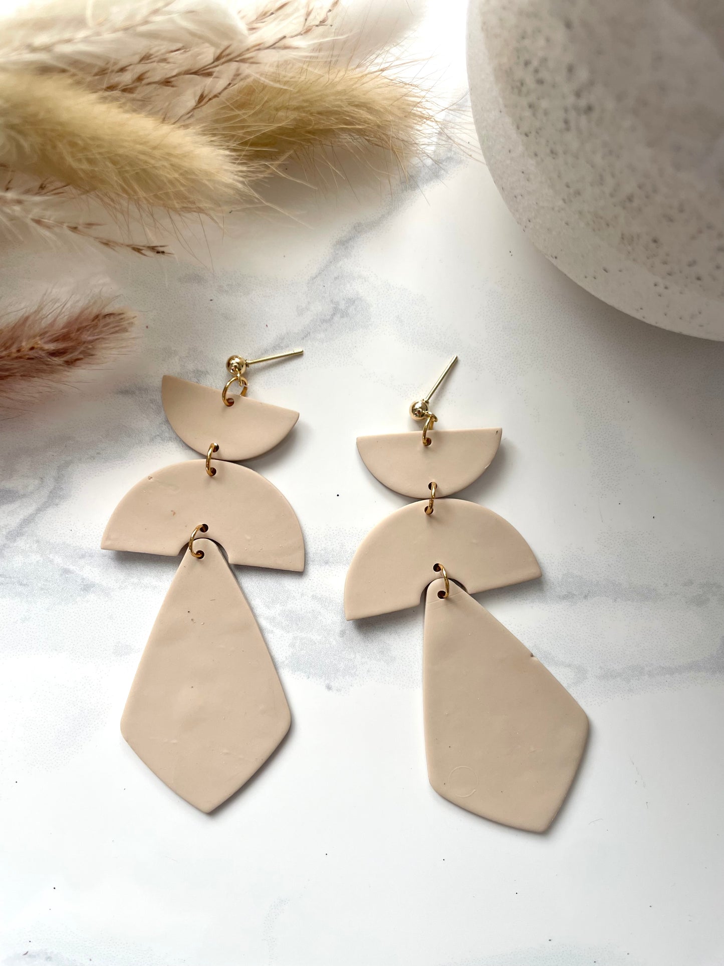 Large Statement Dangles- Cream