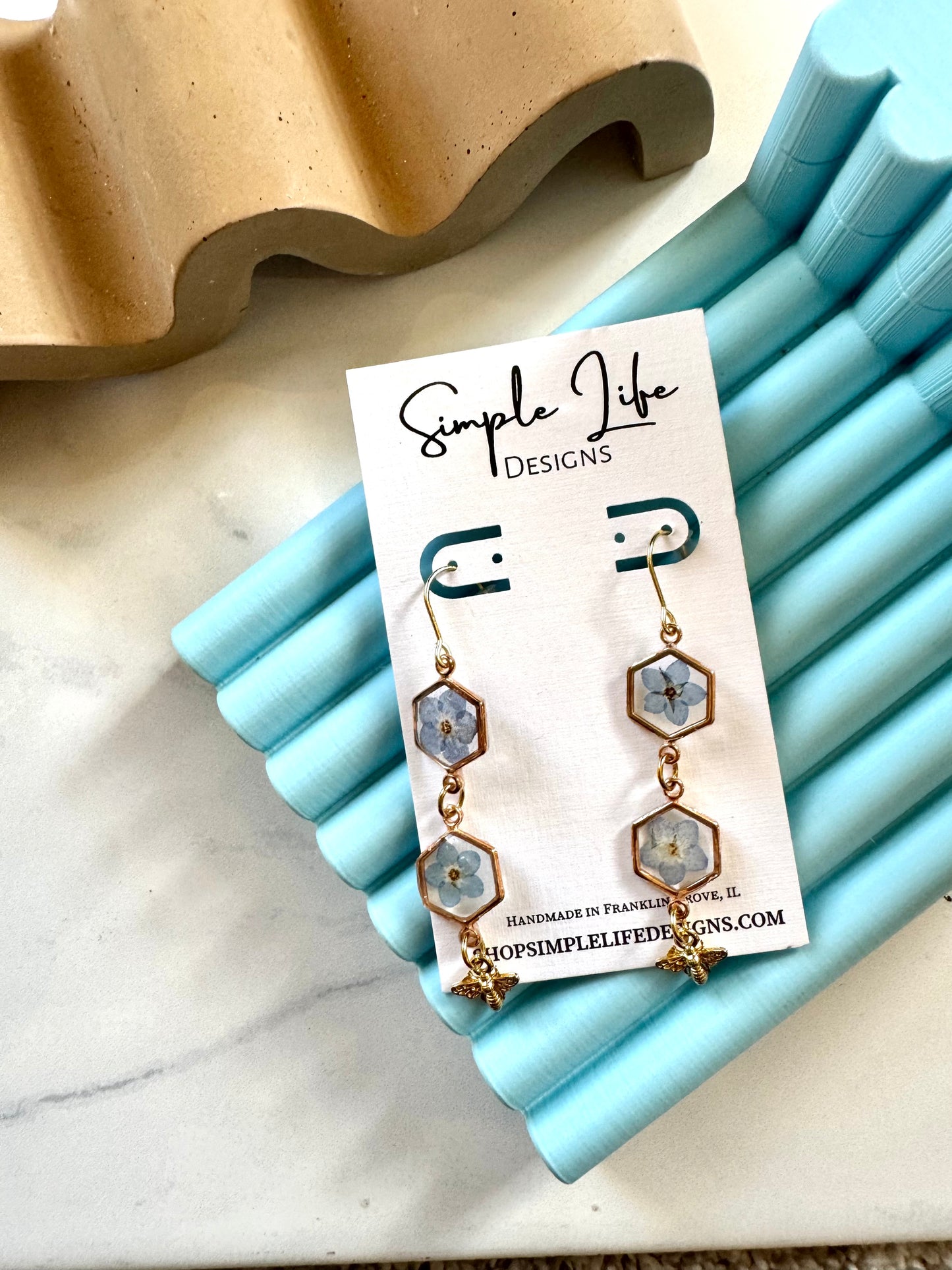 Forget Me Not & Bee Charm Dangles